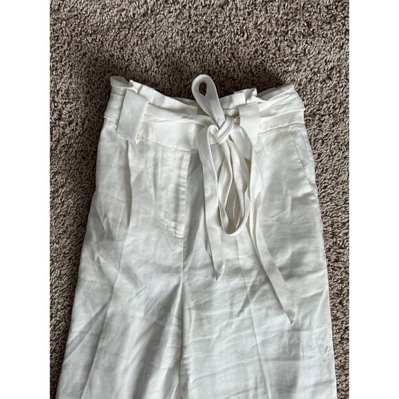 Express White Linen skinny Paperbag for Waist Belt Trouser Pants - Picture 2 of 5